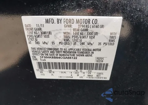 2012 Ford Explorer from USA, damaged, VIN 1FMHK8B84CGA66122